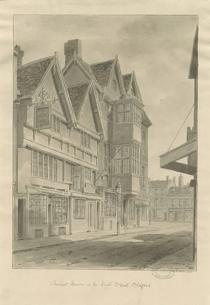 Stafford - Maids Head Inn: sepia drawing, 1841 (drawing)