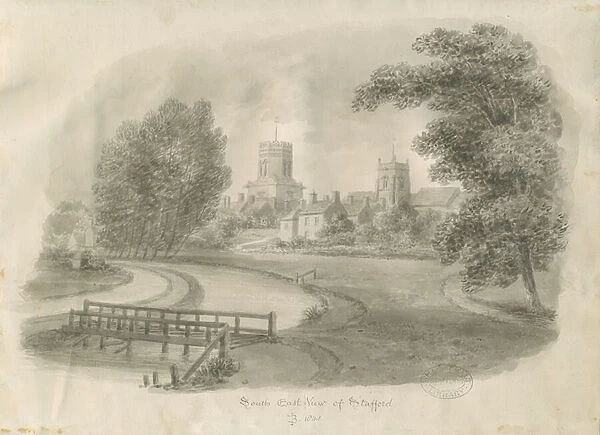 Stafford - South East View: sepia drawing, 1841 (drawing)
