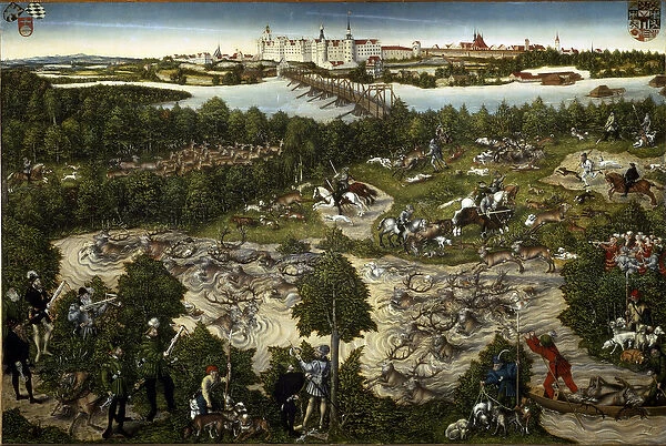 Stag Hunt of Elector John Frederick, 1544 (oil on canvas laid on panel)