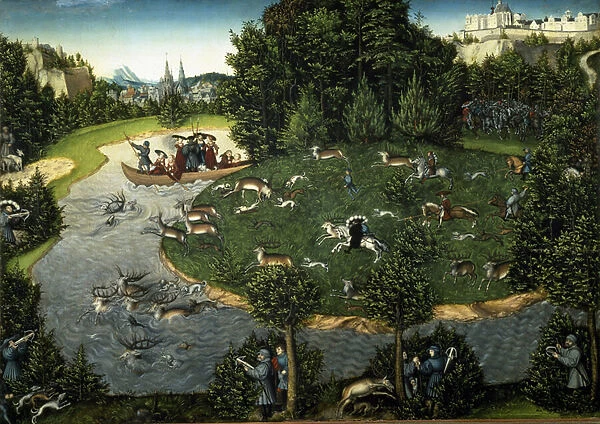 Stag Hunt of Prince Elector Frederic III of Saxony called the Wise (Painting, 1529)
