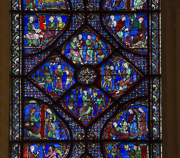 Stained glass of the cathedral of chartres: detail of the life of Saint James the Major