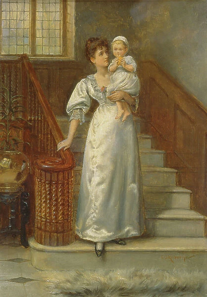 On the Staircase (oil on panel)