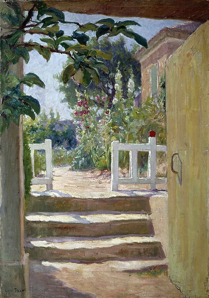 The staircase in Provence Painting by Joseph Loys Prat (1879-1934), 20th century