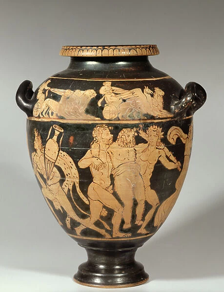 Stamnos, Dionysiac scene, Etruscan red-figured period, 4th century BC (pottery)