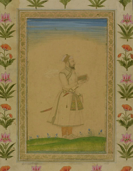 Standing figure of a nobleman, holding a book, from the Small Clive Album