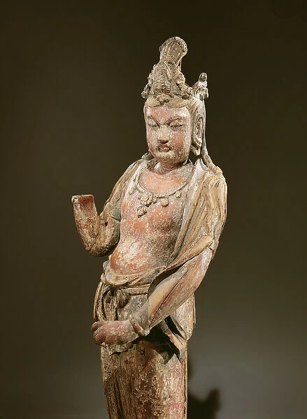 Standing Kuan-yin, Yuan Dynasty (1206-1368), 1282 (wood) (detail of 394833)