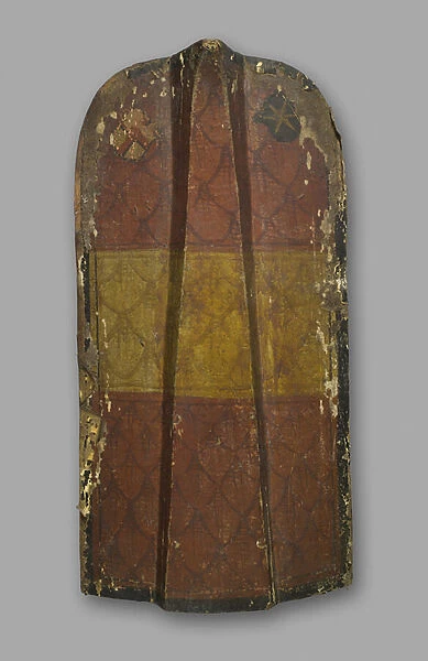 Standing pavise, Klausen, c. 1480-90 (wood, iron, and boarskin)
