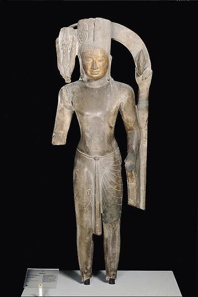 Standing statue of Harihara, Phnom Da Style, from Angkor Borei (sandstone)