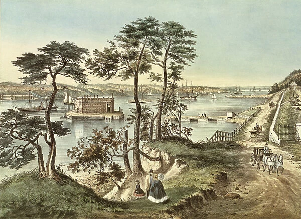 Staten Island and the Narrows from Fort Hamilton (litho)