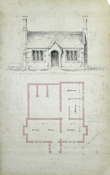 Station House, 19th century (pencil and ink on paper)