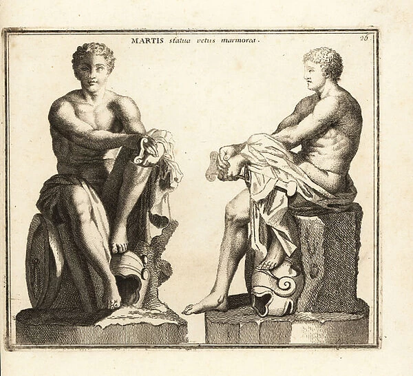 Statue of Ares  /  Mars, god of war, by Scopas. 1779 (engraving)