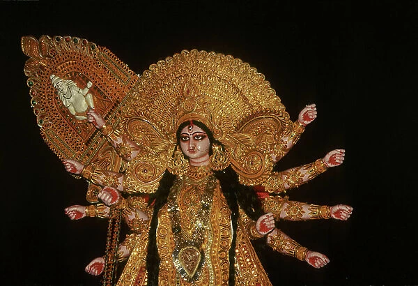 Statue of goddess Durga at Durja Pooja festival (mixed media)