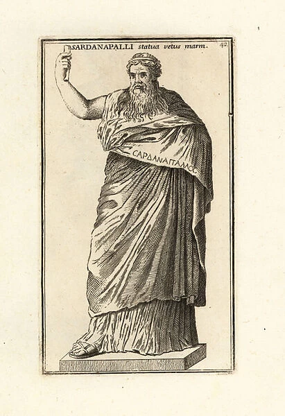 Statue of the Greek god Dionysus as an old man. 1779 (engraving)