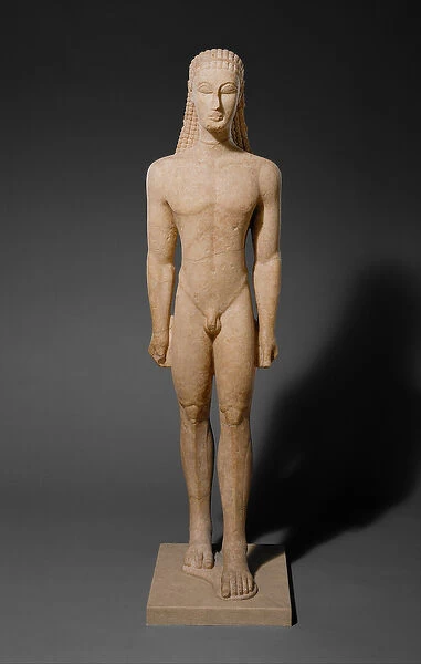 Statue of a Kouros (youth), c. 590-580 B. C (marble)