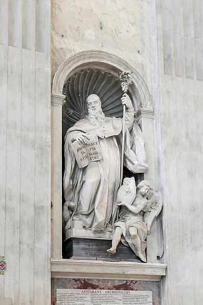 Statue of Saint Benedict inside Saint Peter's basilica, Vatican City, Italy, 1735 (marble)