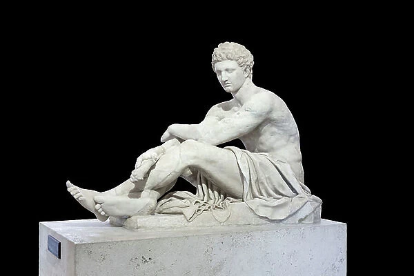 Statue of seated warrior, Boncompagni Ludovisi collection, pentelic marble with head of Paros marble, National Roman Museum, Palazzo Altemps, Rome, Italy