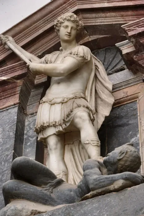 Framed Print : Statue of St. Michael defeating the devil, detail of the Mausoleum of St. Pius V (marble) Framed Print : Statue of St. Michael defeating the devil, detail of the Mausoleum of St. Pius V (marble)