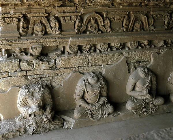 Statues of Buddha in the ancient Buddhist monastery in Haripur District