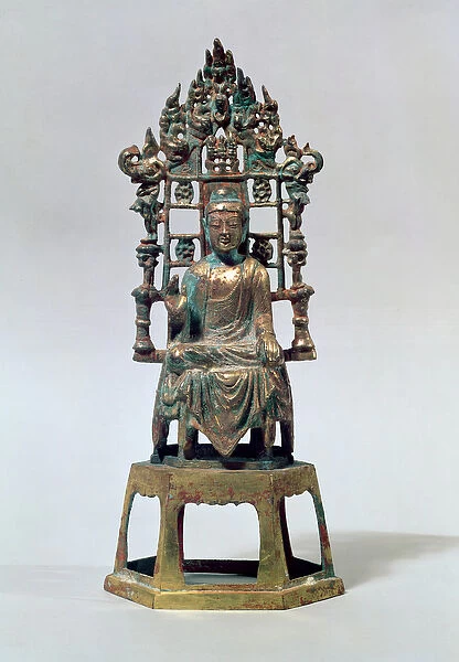Statuette of Buddha in meditation, Tang Dynasty, 618-907 (gilt bronze)
