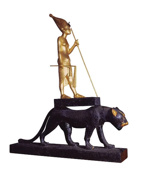 Statuette of the king upon a Leopard. from the Tomb of Tutankhamun (c