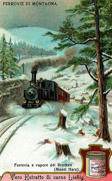 Steam train on Brocken in the Harz Mountains