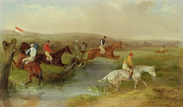 Steeplechasing: The Brook (oil on canvas)