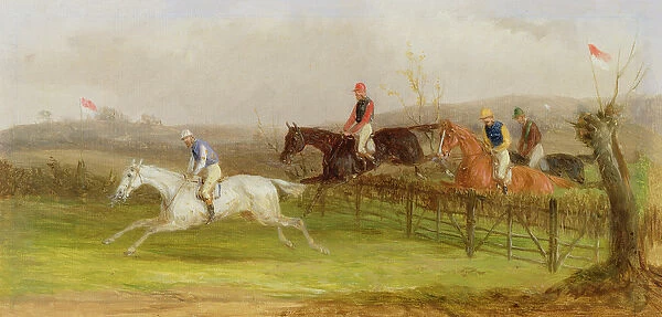 Steeplechasing: The Hurdle, 1869 (oil on canvas)