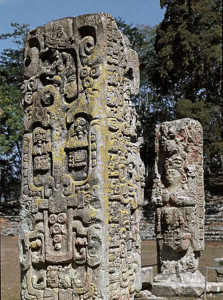 Stele A and C, Plaza de Ceremonias, 731 AD