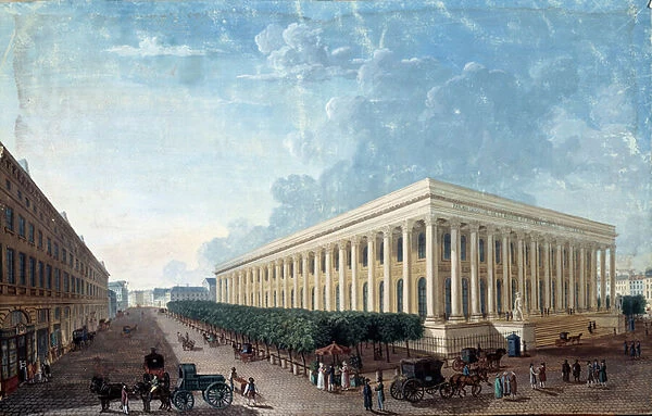 The Stock Exchange and the Place de la Bourse in Paris. (Painting, v. 1800)