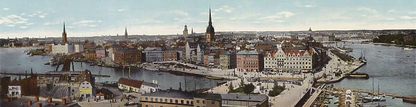Stockholm: Panorama Fran Katarinahissen (coloured photo)