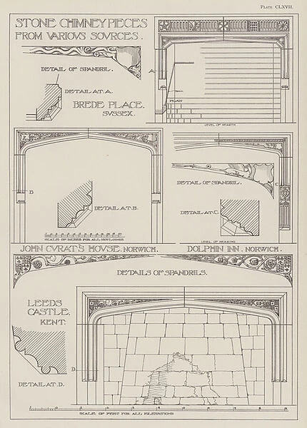 Stone Chimney Pieces from Various Sources (litho)