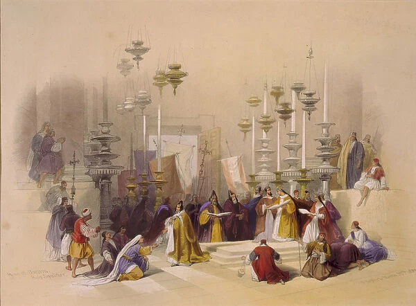 The Stone of Unction at the Holy Sepulchre, Jerusalem, 1839 (lithograph)