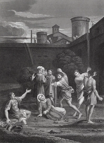 The Stoning of St Stephen, Acts, Ch VII, vs 54, 60 (engraving)