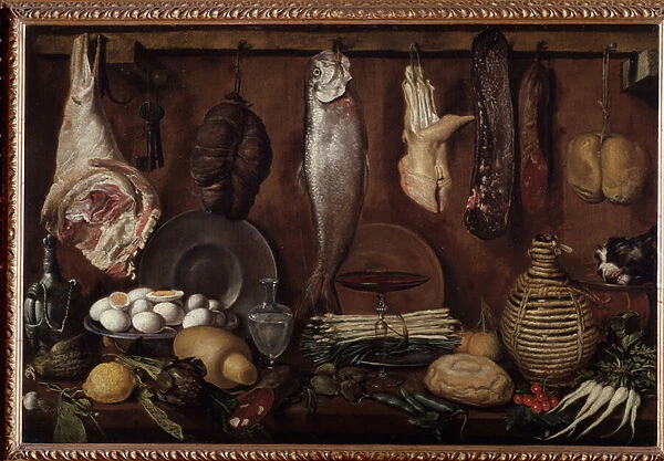 Storeroom with food and tableware (painting, 1624)