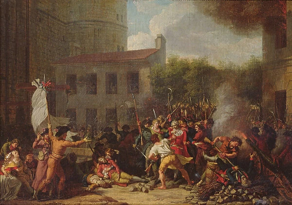 The Storming of the Bastille and the Arrest of Joseph Delaunay (1752-94) on 14th July 1789, 1789-93 (oil on canvas)
