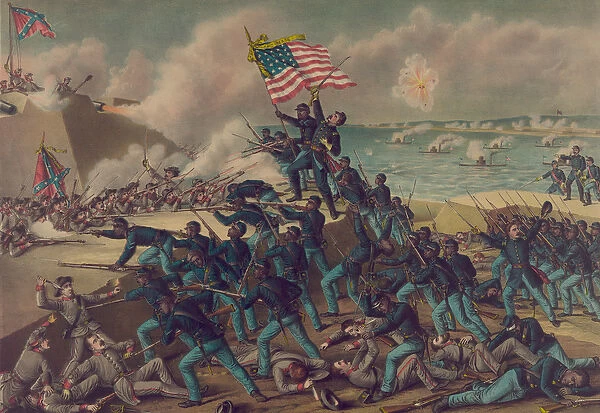 Storming Fort Wagner, 1890 (colour litho)