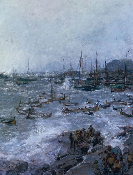 A Stormy Day in Lofoten, 1886 (oil on canvas)