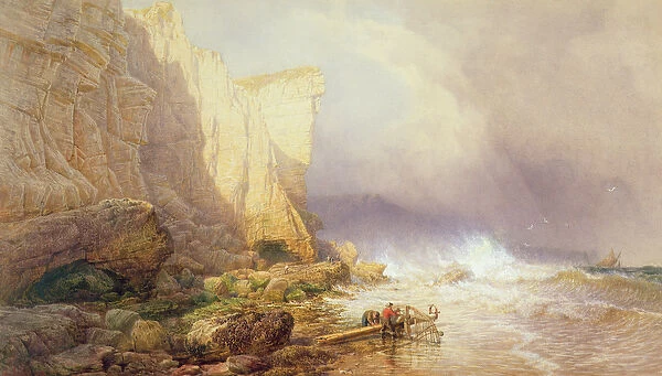 Stormy Weather, Clearing Seaton Cliffs, South Devon, 19th century