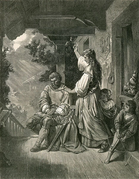 Stouffacher Admonished by his wife to Resist the Tyranny of, the Austrian Bailiff (engraving)