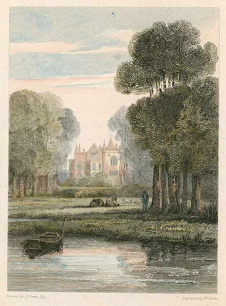 Strawberry Hill, London (coloured engraving)