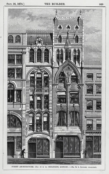 Street Architecture, Nos 48 and 49, Cheapside, London (engraving)