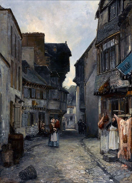 A street in Landerneau - Peinture de Johan Barthold Jongkind (1819-1891) - 1851 - Oil on canvas - 70, 8x62, 2 - Gemeentemuseum Den Haag
