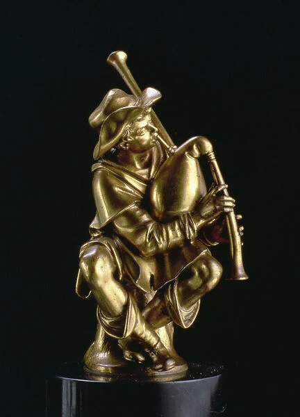 Street Musician Playing the Bagpipes (gilt bronze)