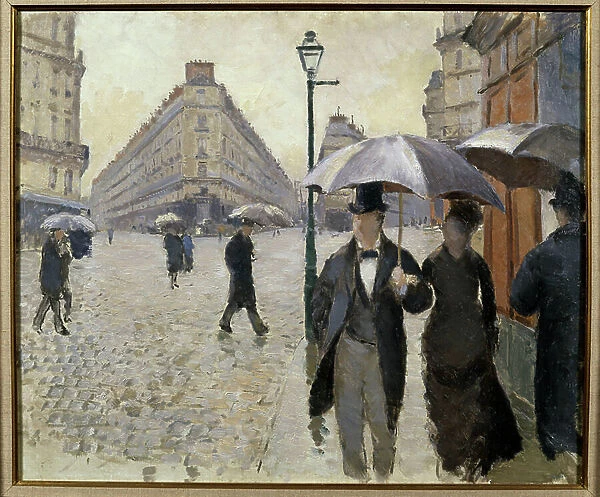 A Street of Paris by rainy weather (Place de l'Europe), 1877 (oil on canvas)