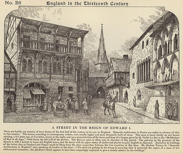 A street in the reign of Edward I (litho)