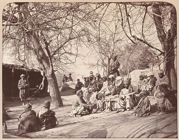 A street scene in Jalalabad city, 1878 (b  /  w photo)