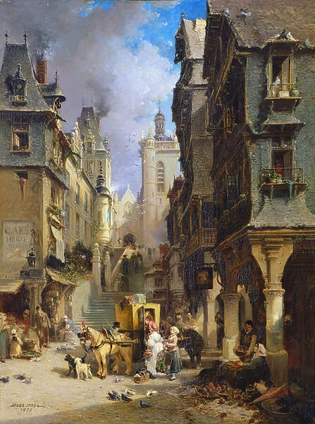 Street Scene at Morlaix in 1830, 1870 (oil on canvas)