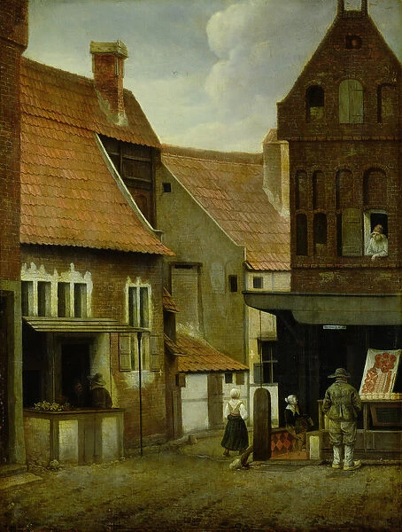 Street Scene (oil on panel)