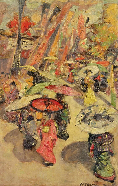 Street Scene, Tokyo, 1894 (oil on canvas)