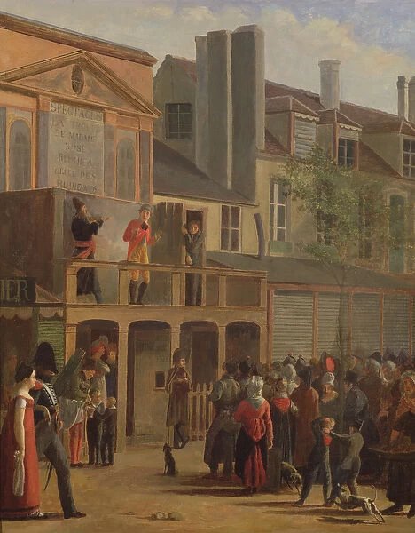 Street theatre performance of Bobeche and Galimafre, c. 1820 (oil on canvas)